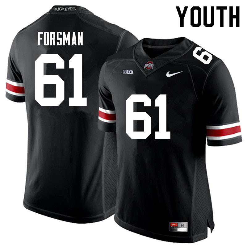 Ohio State Buckeyes Jack Forsman Youth #61 Black Authentic Stitched College Football Jersey